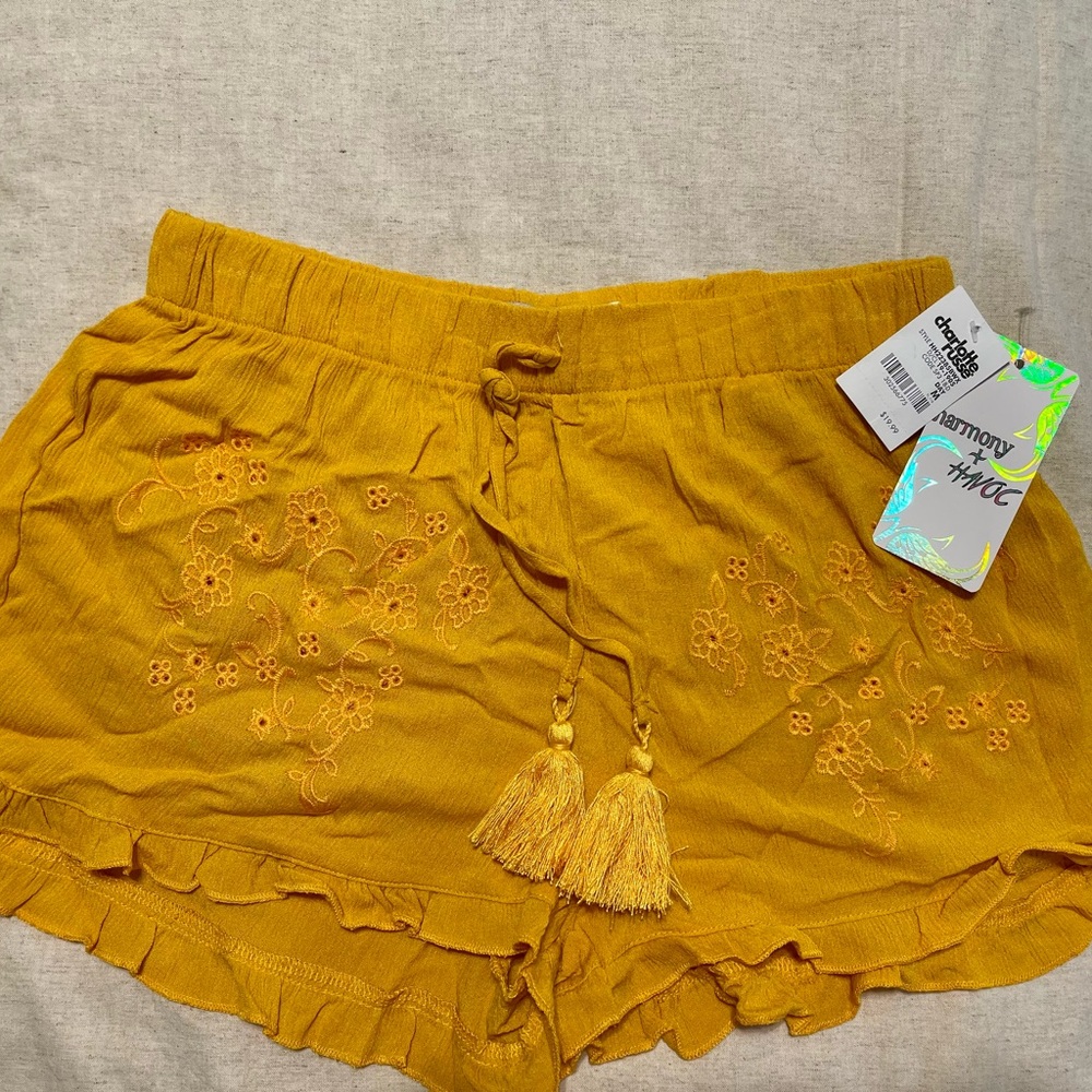 Charlotte Russe Yellow Boho Embroidered Shorts